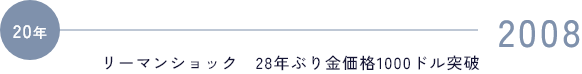 2008 リーマンショック　28年ぶり金価格1000ドル突破