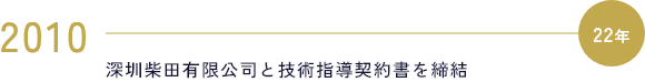 2010 深圳柴田有限公司と技術指導契約書を締結