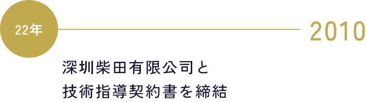 2010 深圳柴田有限公司と技術指導契約書を締結
