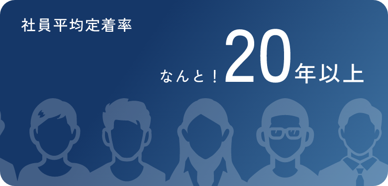 社員平均定着率 なんと！20年以上